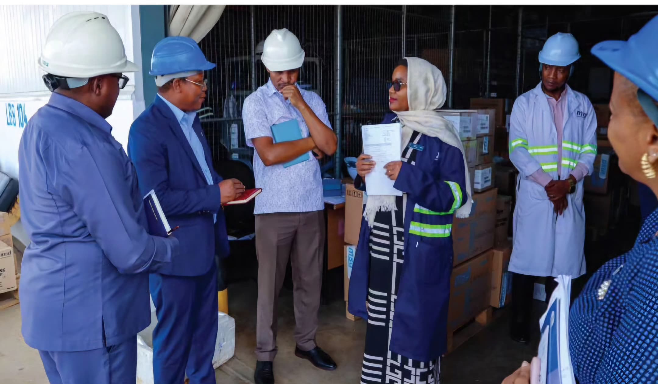 Representative of the members of the Board of Trustees of the Medical Depot (MSD), Dr. Alex Magesa Listening to the Message from MSD Mbeya Regional Employees