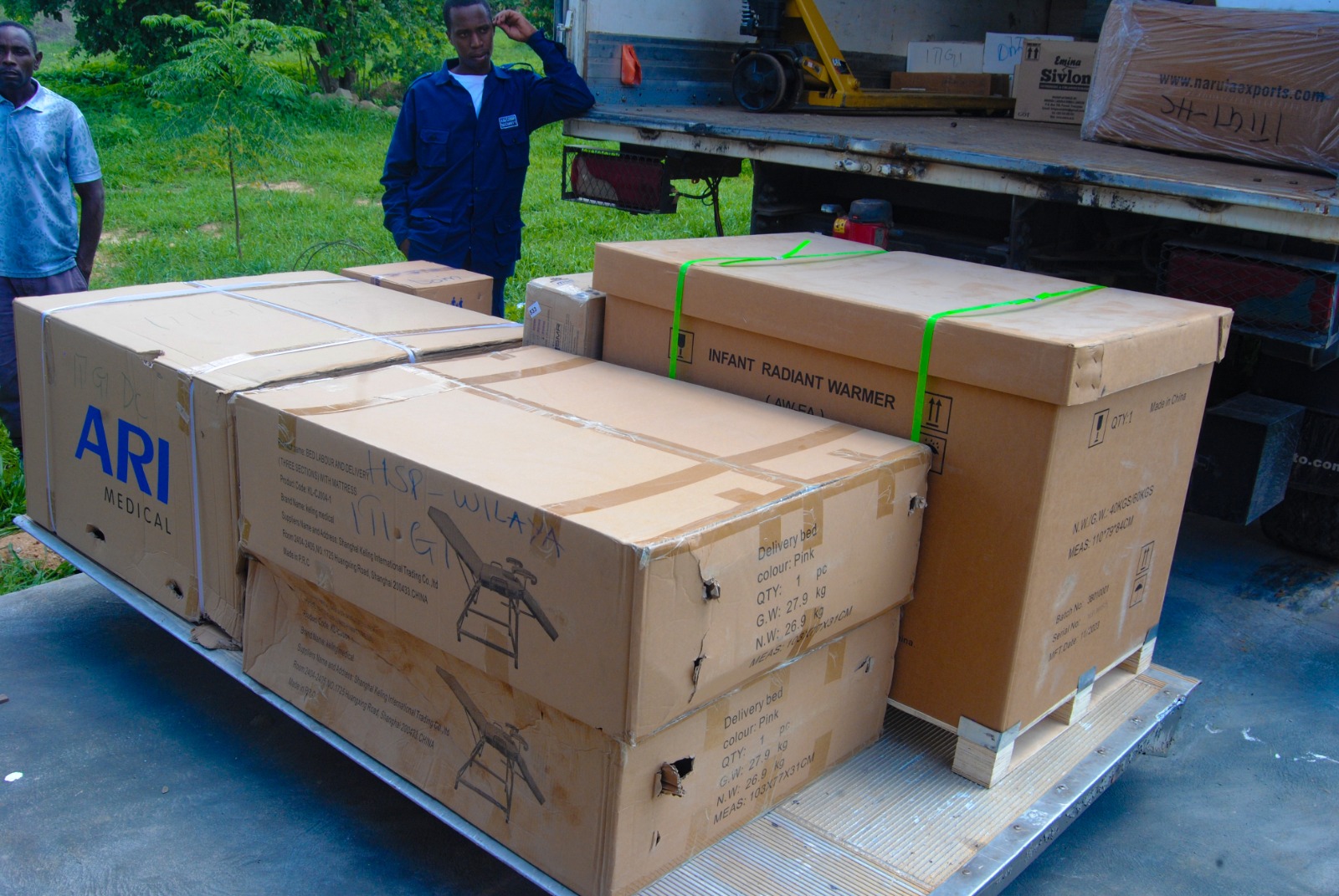 Various Medical Equipment Being Unloaded From an MSD Truck at Itigi District Hospital