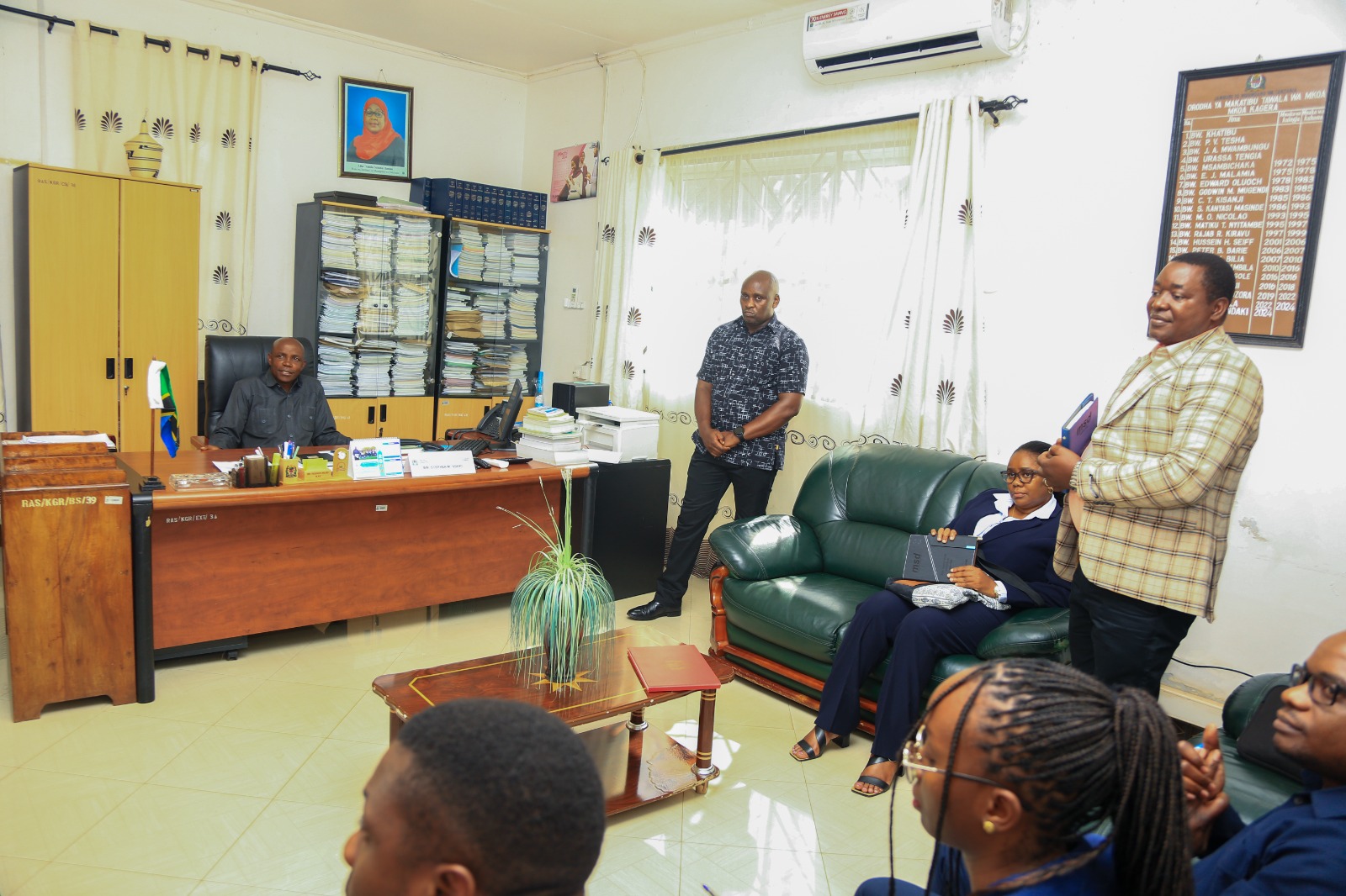 Chairperson of the MSD Board of Trustees, Mrs. Rosemary Silaa. Discussing the matter with the Kagera Regional Administrative Secretary, along with the Regional Chief Medical Officer