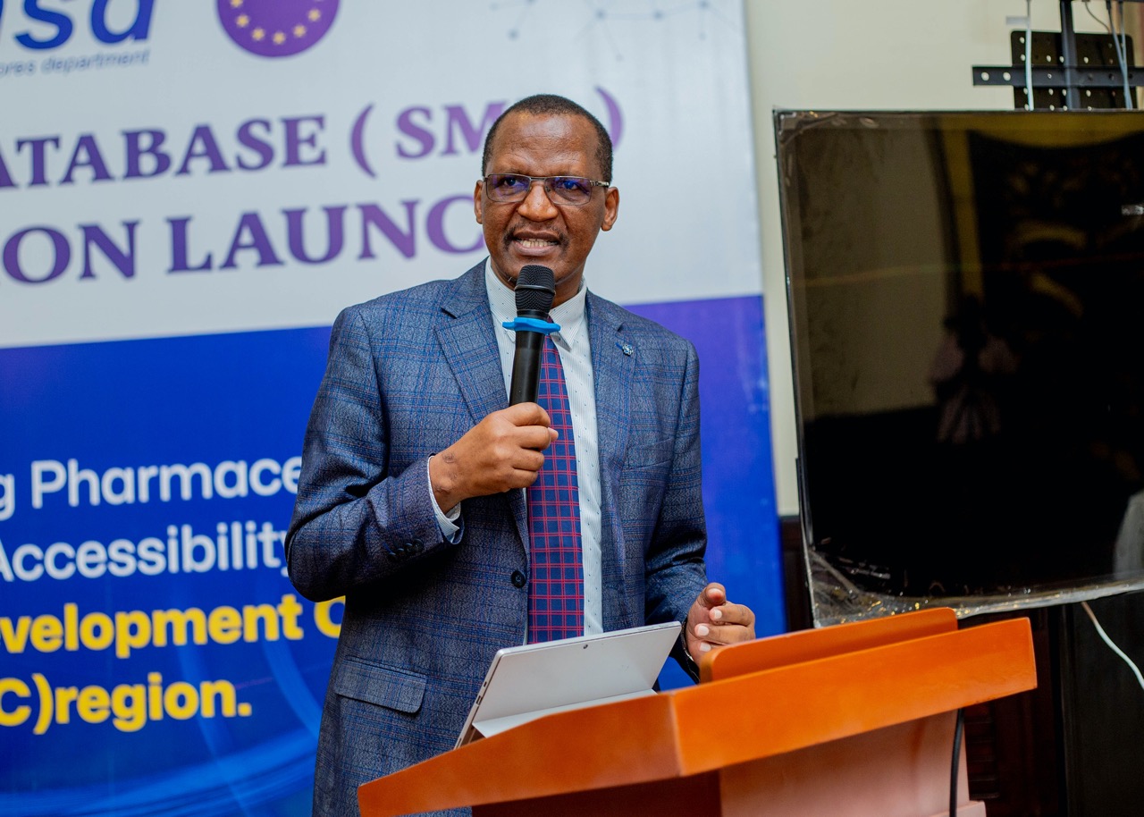 Permanent Secretary of the Ministry of Health Dr. John Jingu Addressing Various Stakeholders During the Launching Ceremony of the Health Products Information Database for SADC Countries.