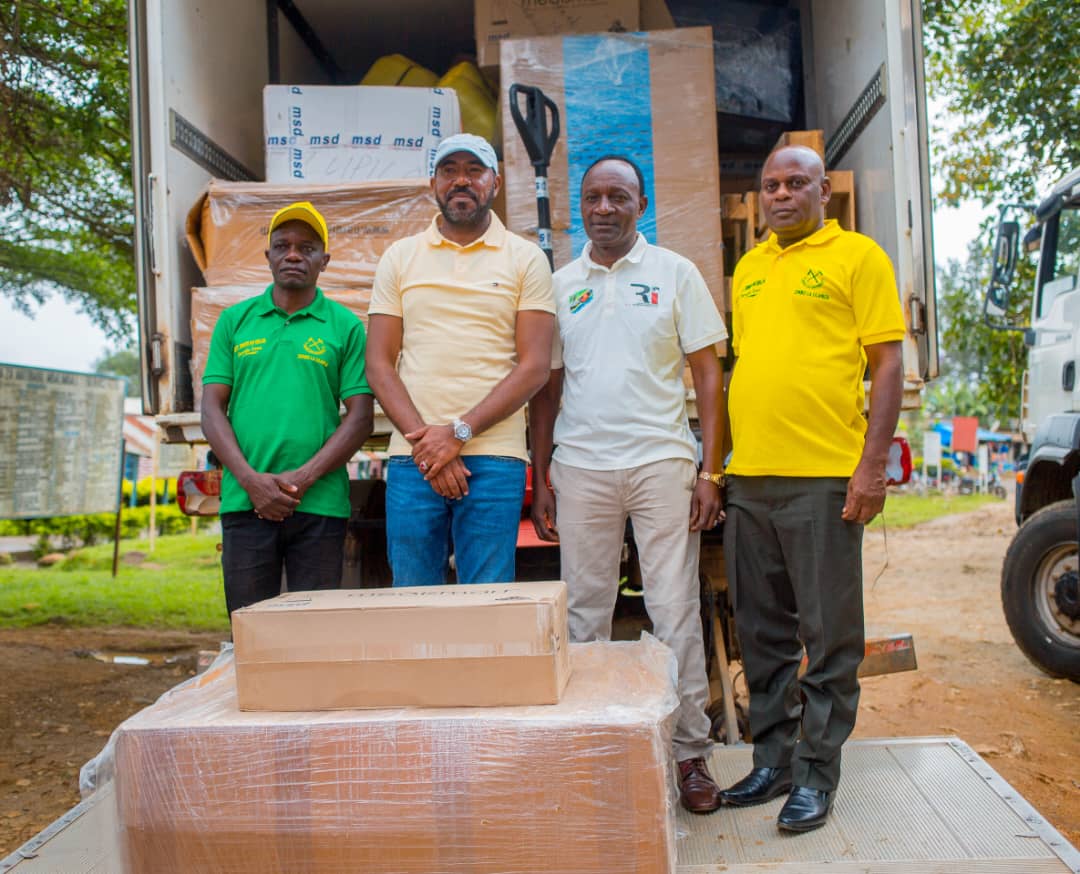 Ulanga MP Hon. Salim Hasham in a Group Photo with Various Leaders, During the Reception of Medical Equipment in the District