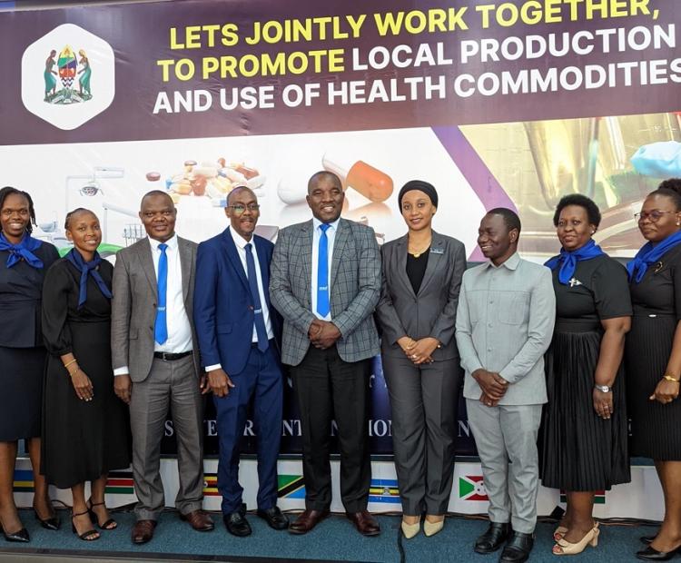 Government Chief Pharmacist Daudi Msasi, in a Group Photo with the Preparatory Committee for the Working Session Between MSD and Local Health Product Manufacturers, at the Mwalimu Nyerere International Conference Hall